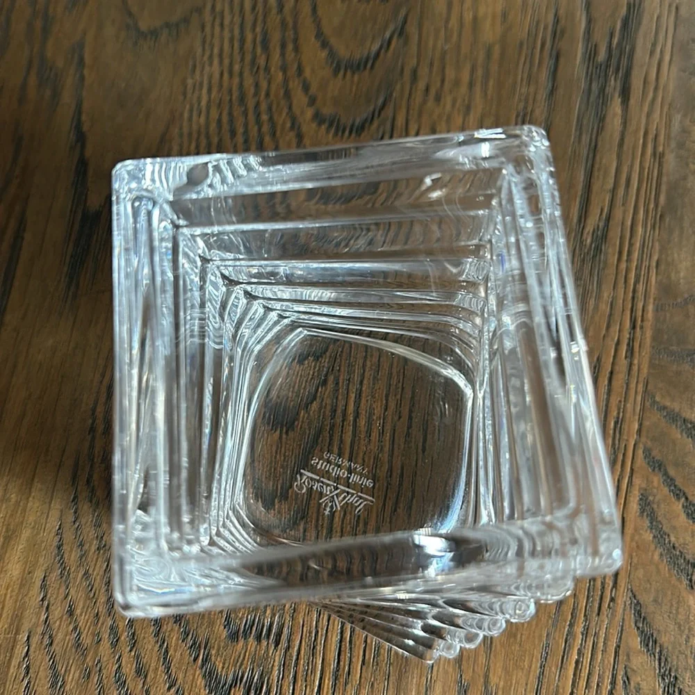 Rosenthal Studio Linie Signed Square Twisted Turnus Stacked Crystal Vase 3.5